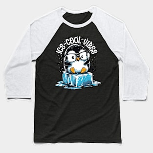 Nerdy Penguin, Ice-Cool Vibes Baseball T-Shirt